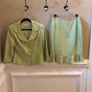 Green skirt and blazer combo